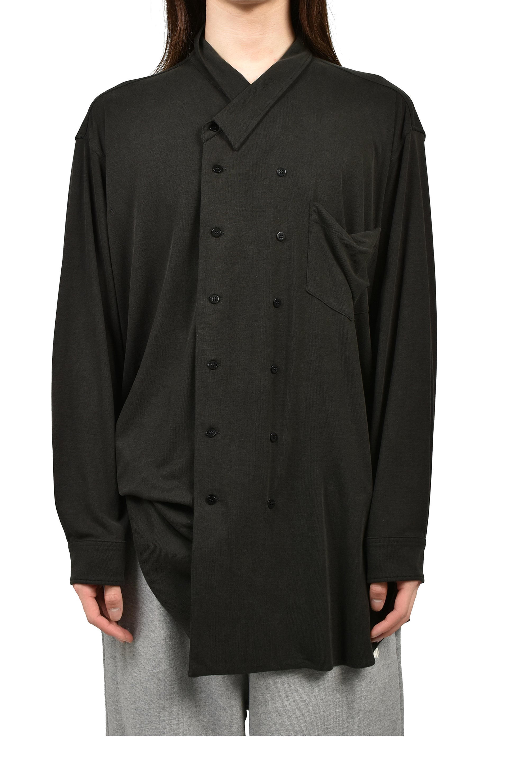 LIQUID DOUBLE BREASTED SHIRT / BLK