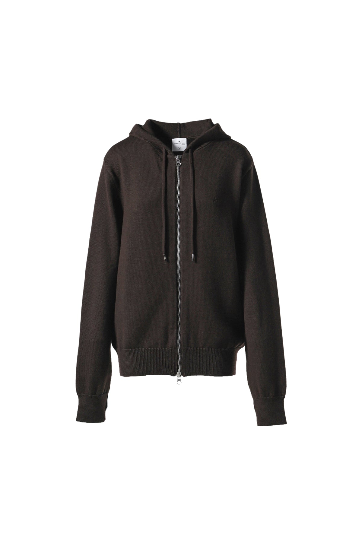 ZIPPED WOOL HOODED CARDIGAN / MUD BRW