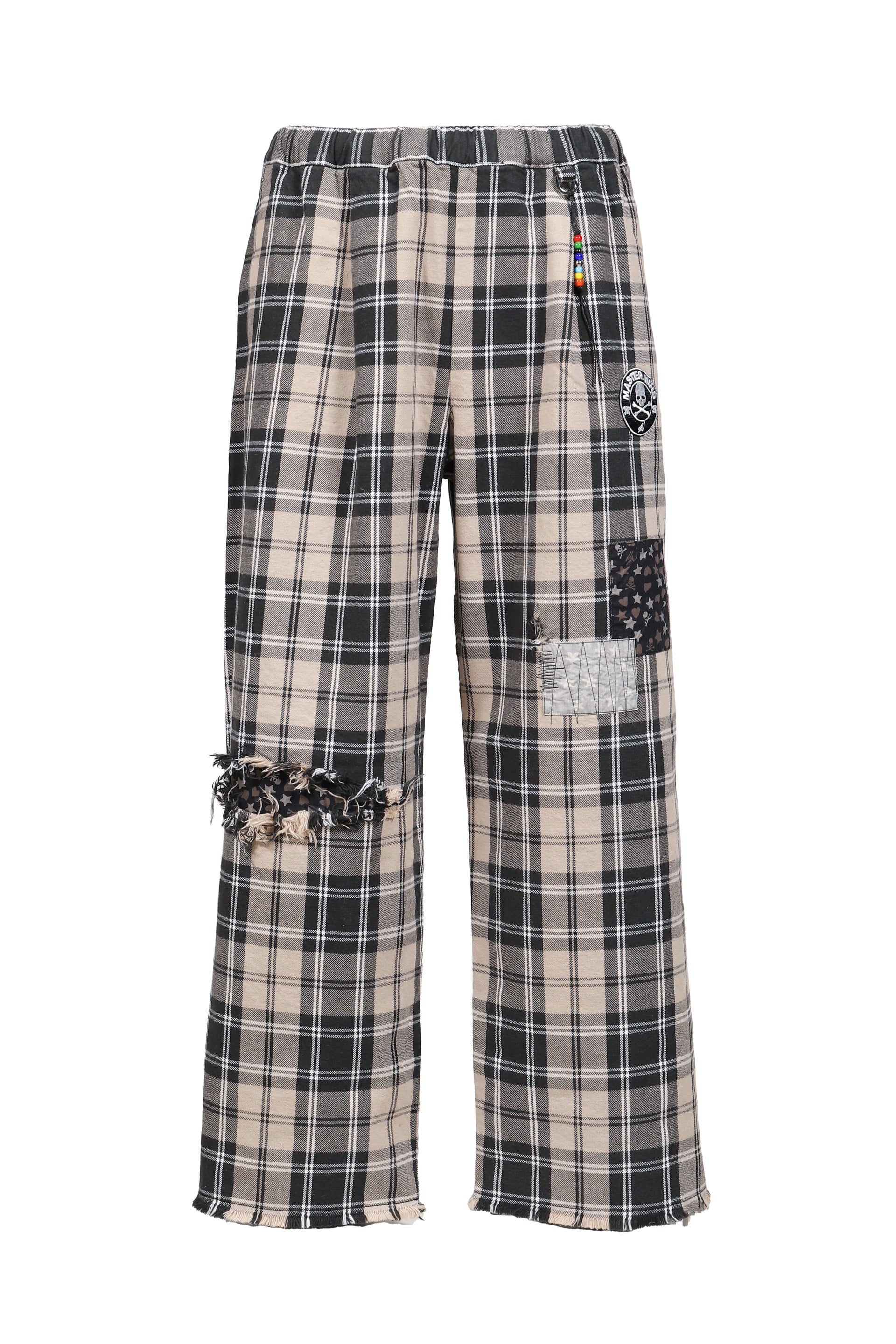 MJ SW PLAID FLANNEL BEACH PANTS / BLK