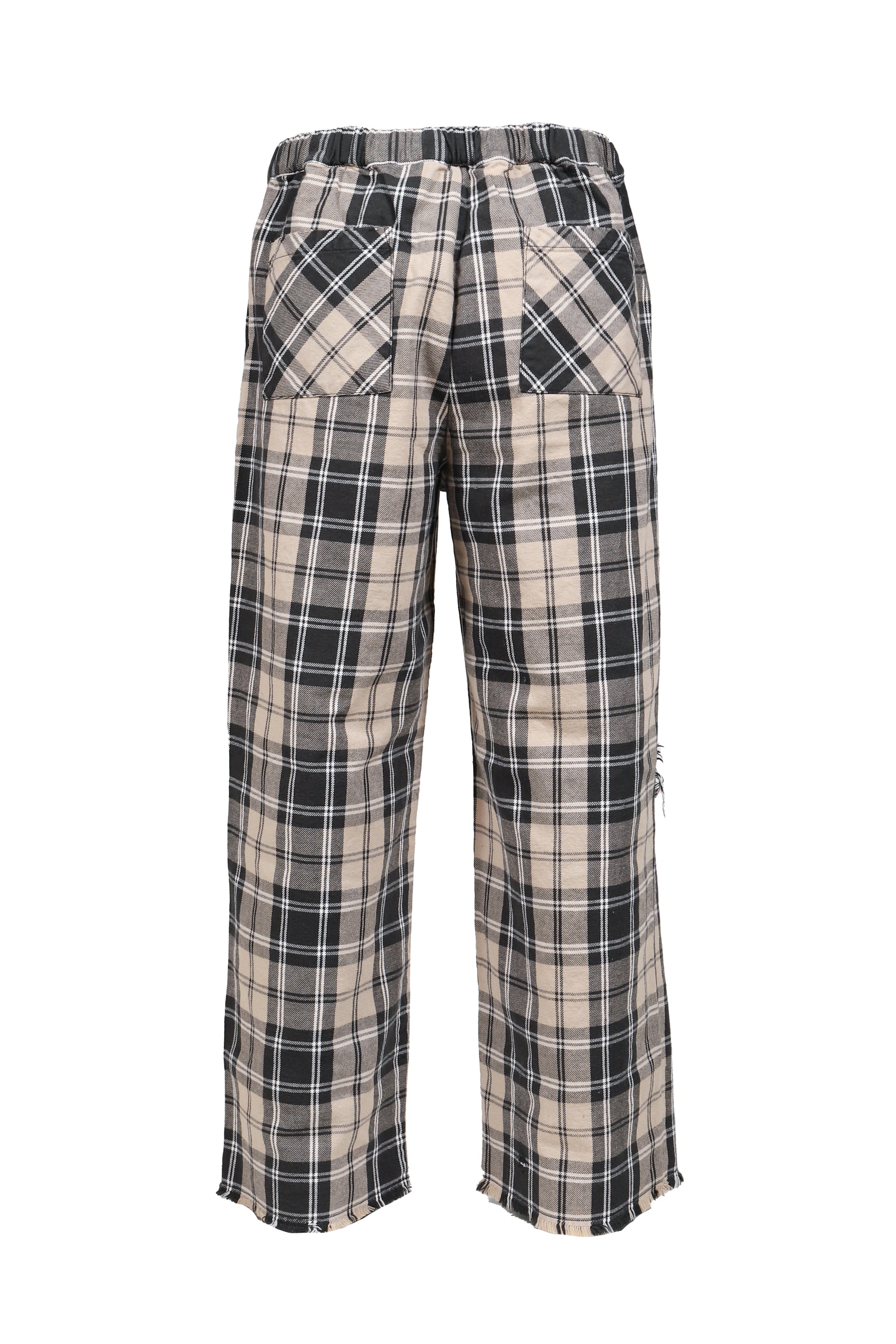 MJ SW PLAID FLANNEL BEACH PANTS / BLK