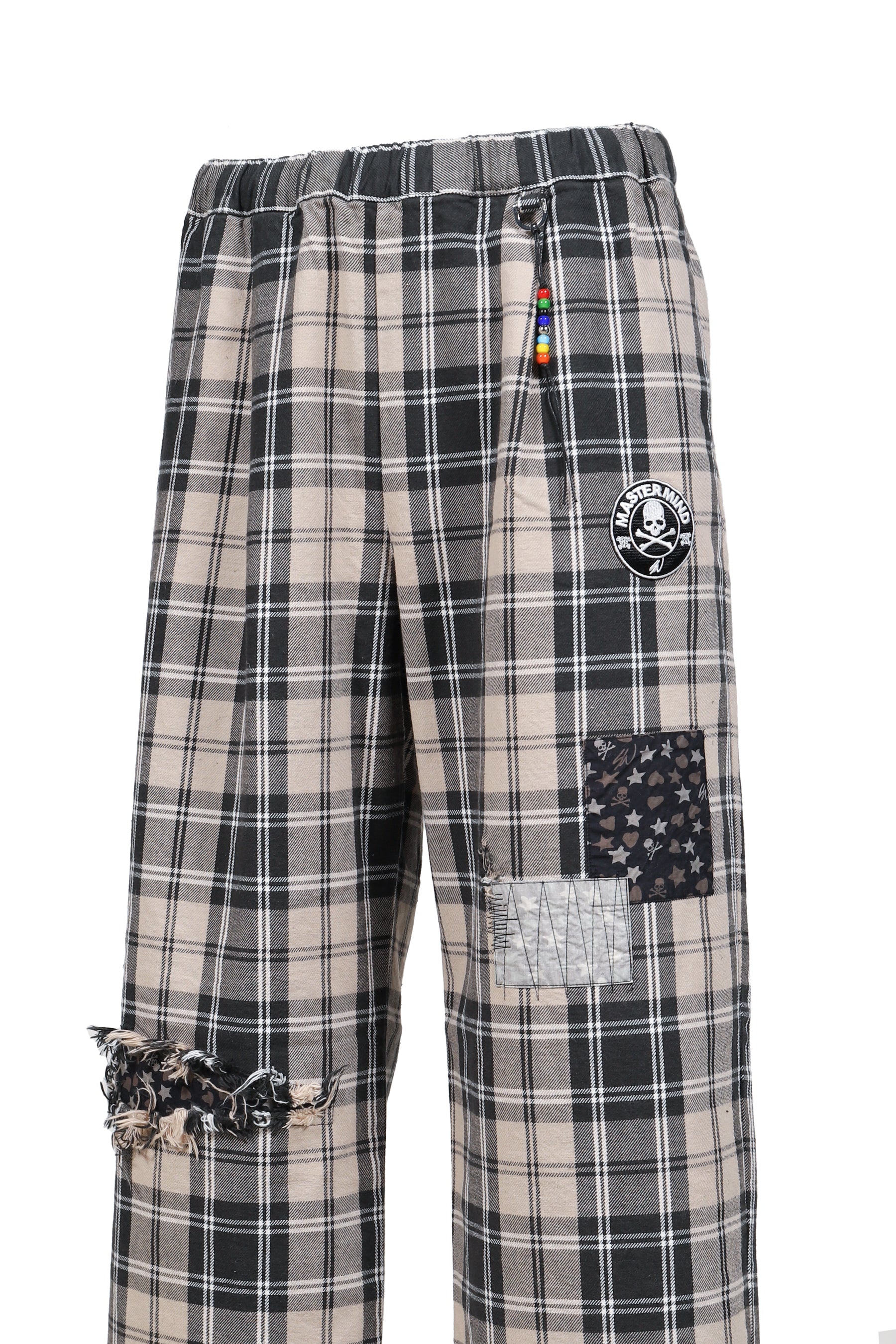 MJ SW PLAID FLANNEL BEACH PANTS / BLK