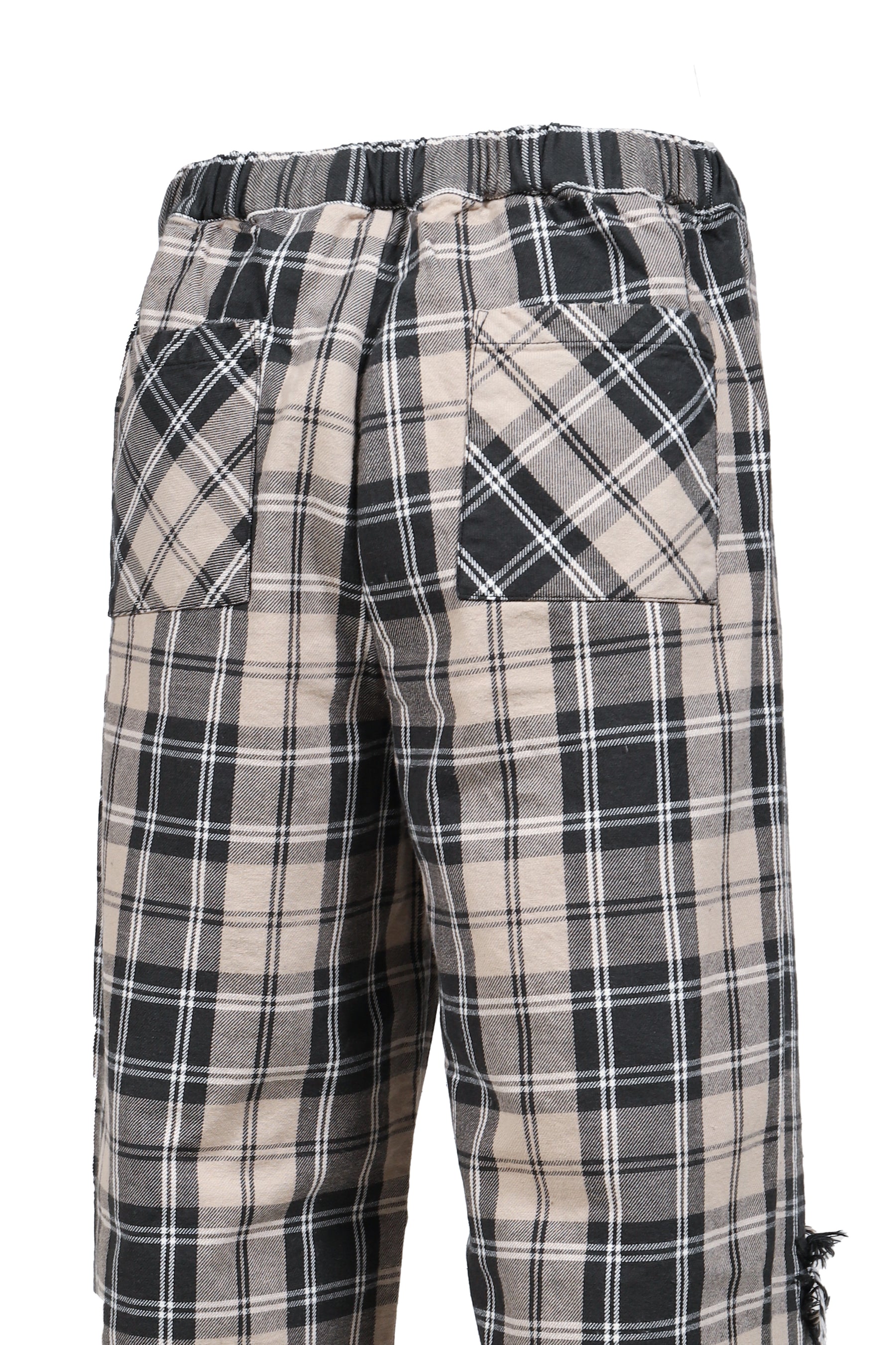 MJ SW PLAID FLANNEL BEACH PANTS / BLK
