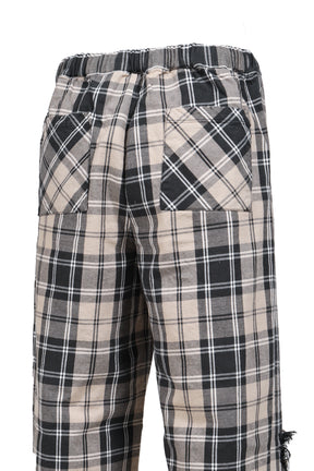 MJ SW PLAID FLANNEL BEACH PANTS / BLK