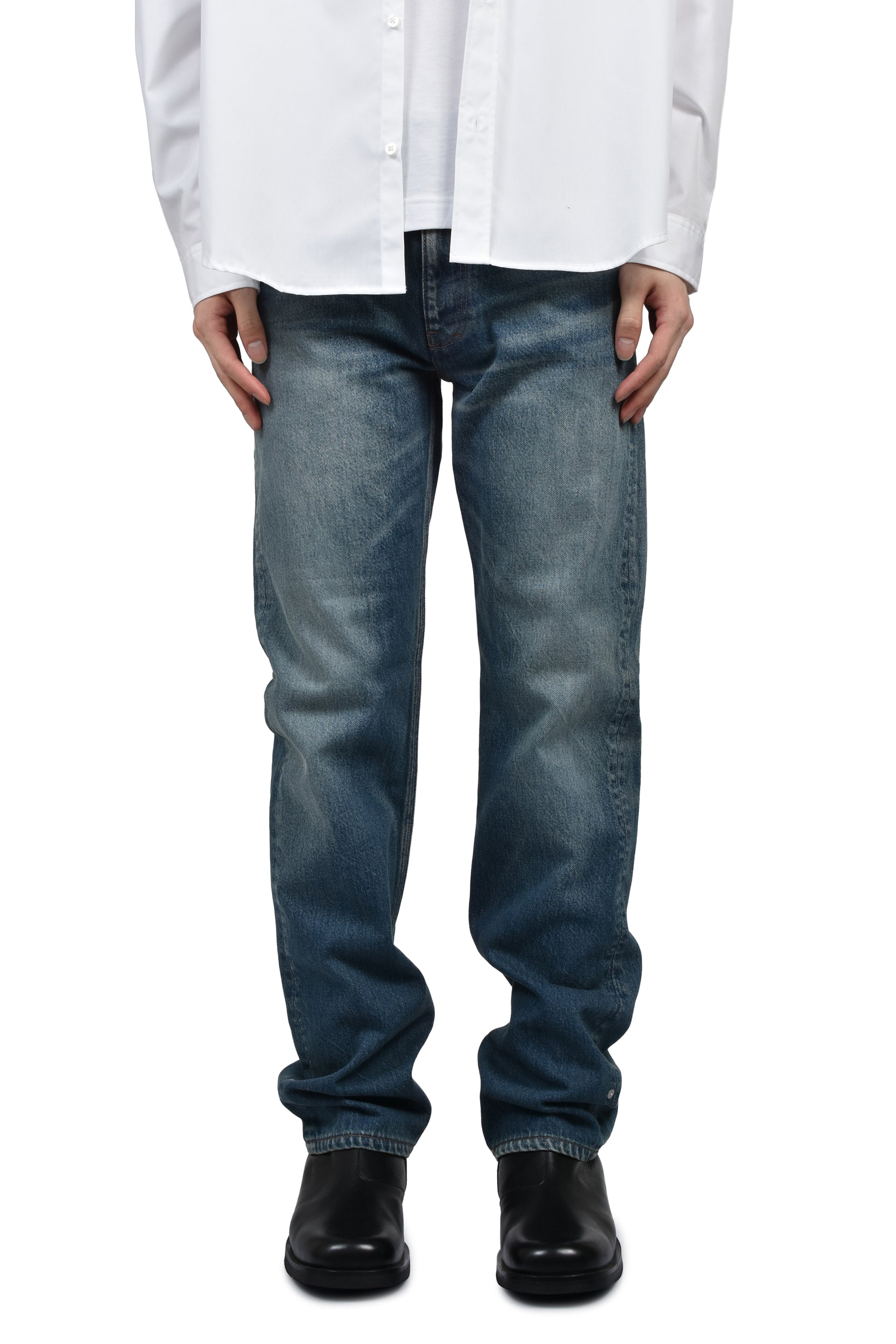 BLUE WASHED JAPANESE DENIM STRAIGHT JEAN / BLU WASH