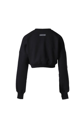 MOON LOGO FLEECE CROPPED SWEATSHIRT / BLK