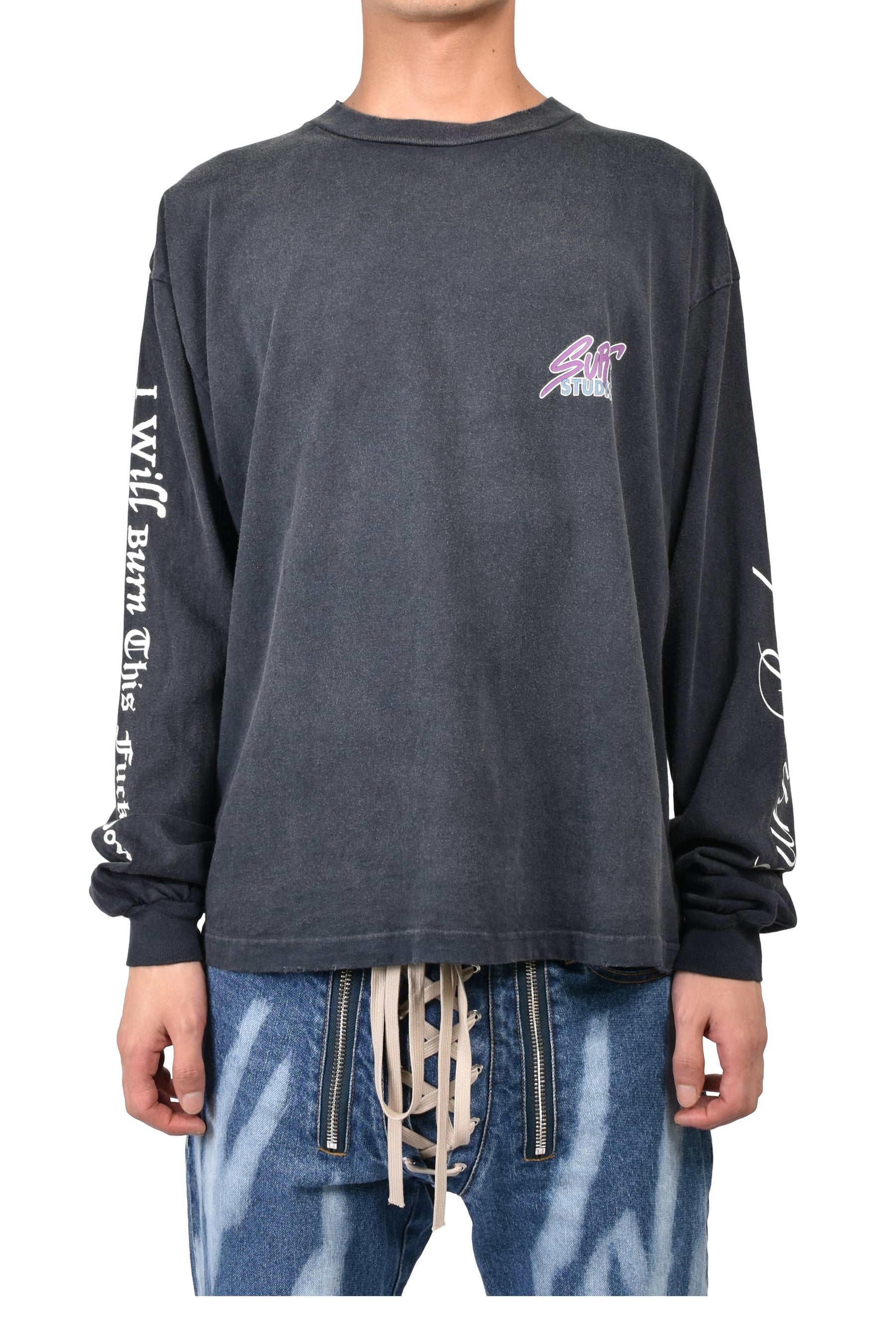 LEOPARD L/S T-SHIRTS / BLK