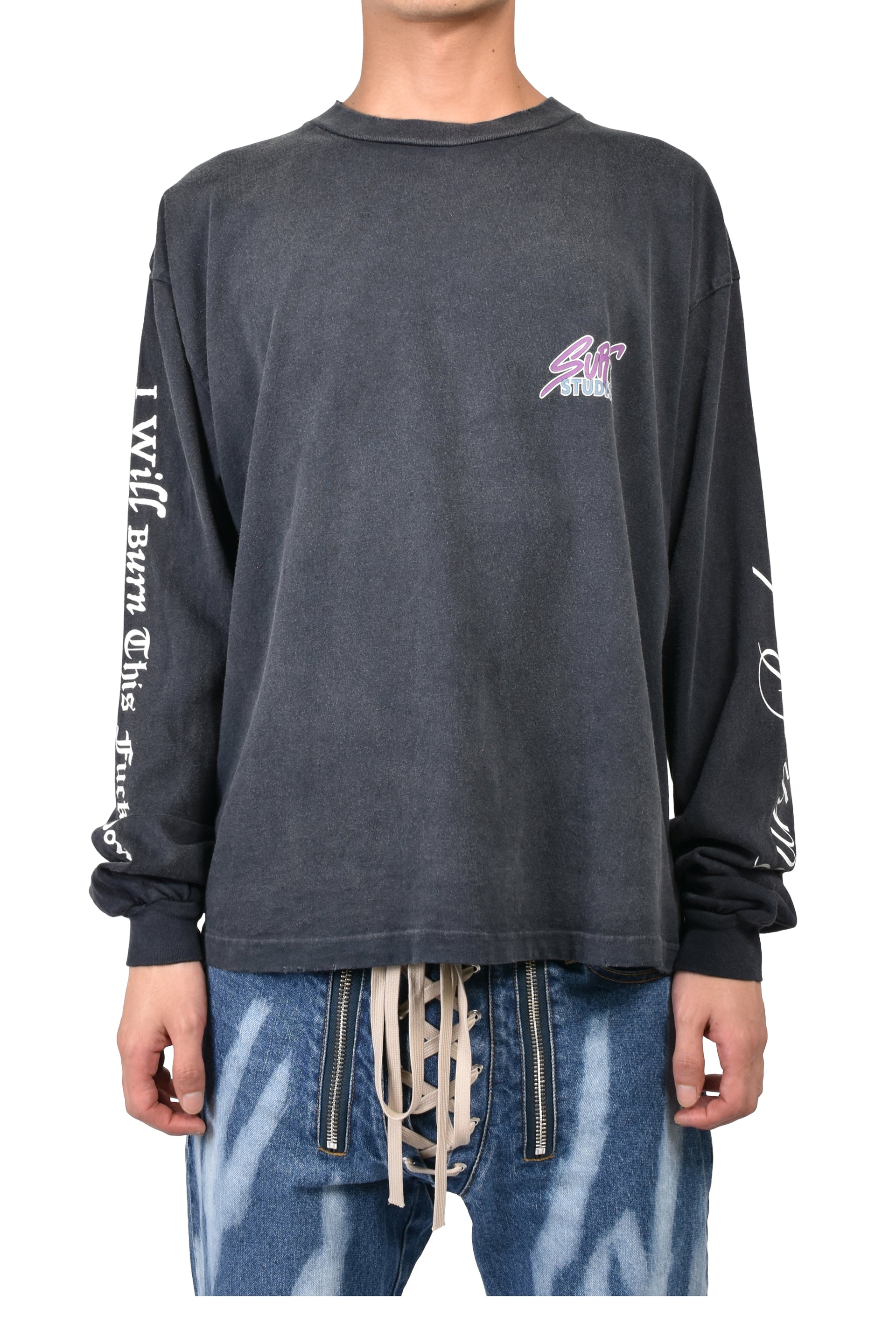 LEOPARD L/S T-SHIRTS / BLK