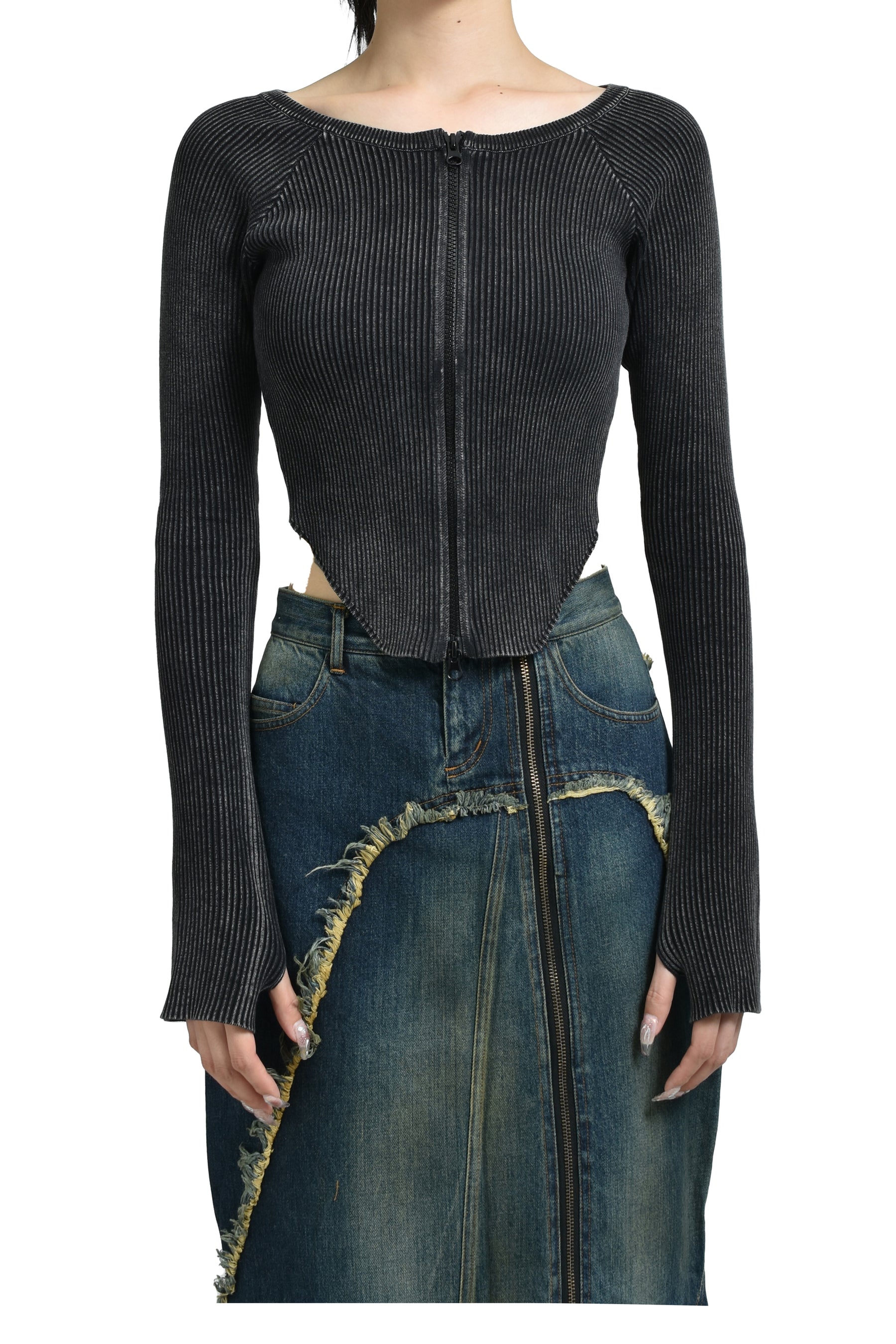 BITIER RIB CARDIGAN / BLK