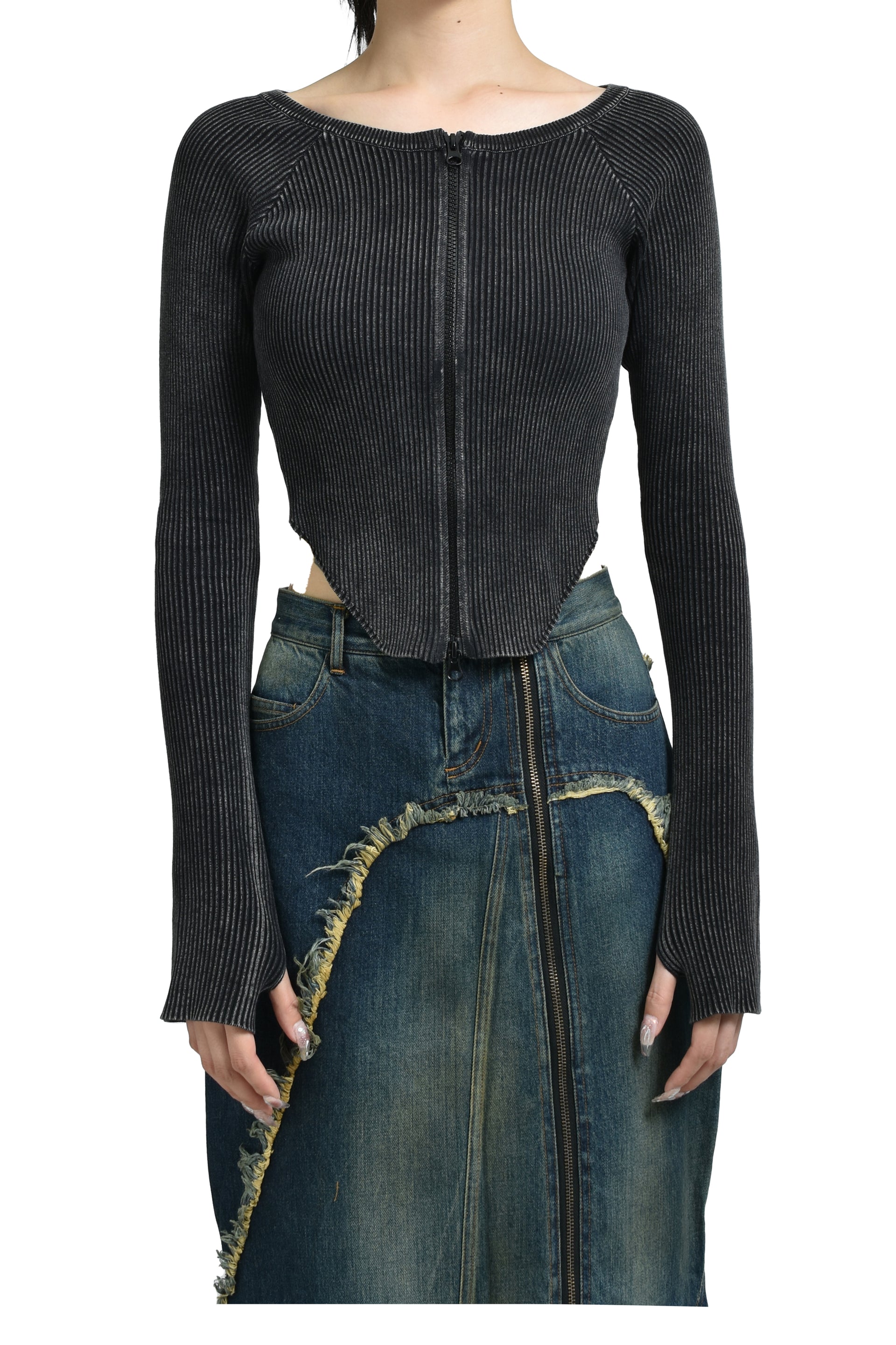 BITIER RIB CARDIGAN / BLK