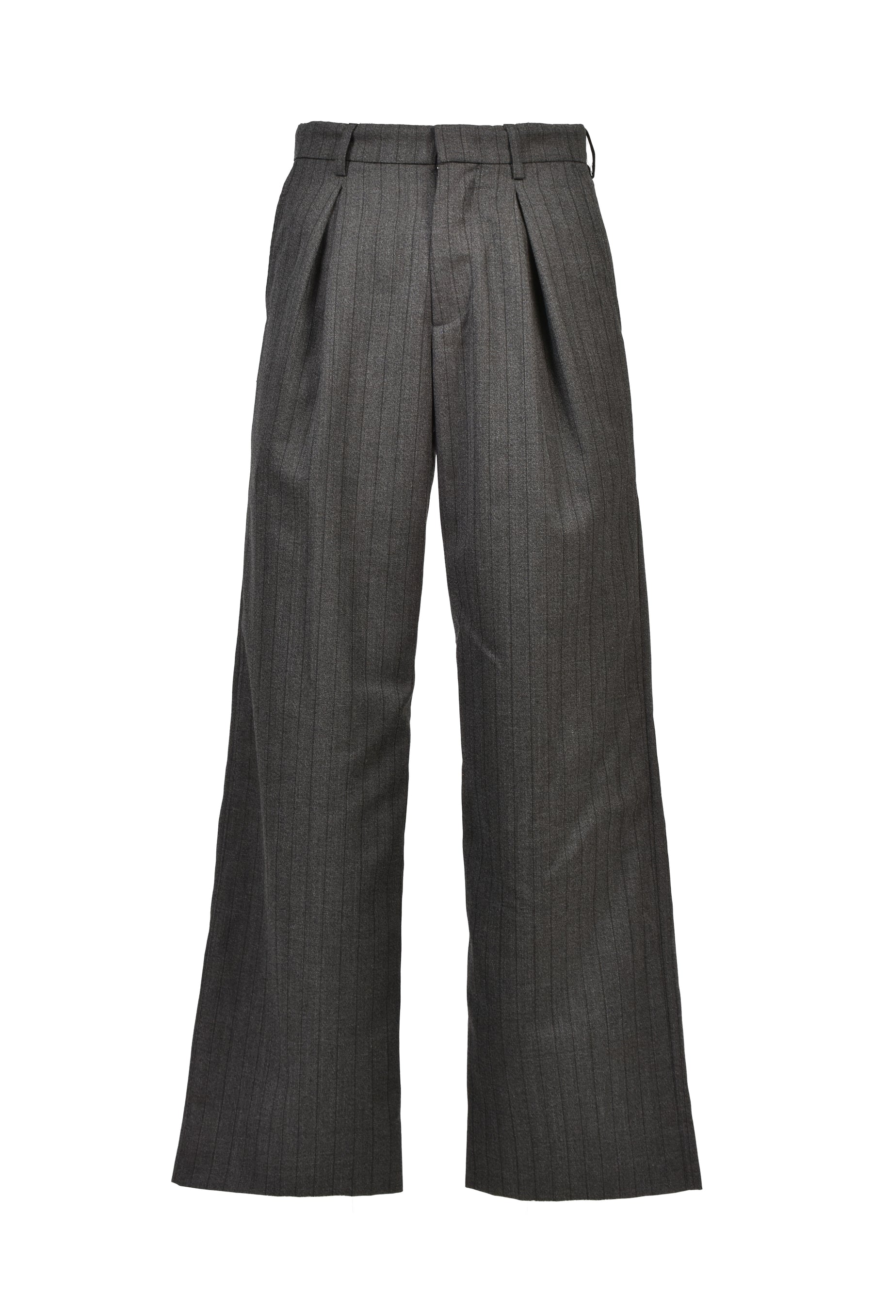 INVERTED PLEATS WIDE TROUSERS / CHA BLK