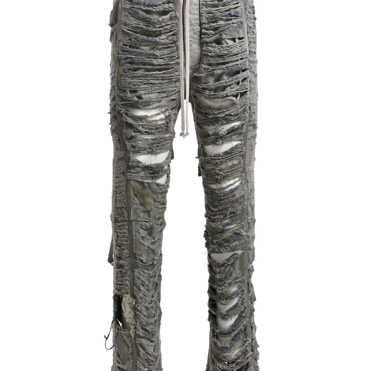 Rick Owens DRKSHDW FW23 PUSHER PANTS / MINERAL PEARL SHREDDED -NUBIAN