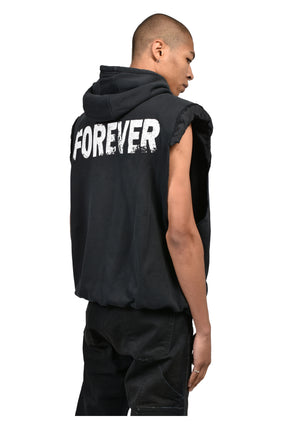 SLEEVELESS PADDED HOODIE / BLK