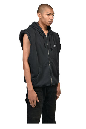 SLEEVELESS PADDED HOODIE / BLK