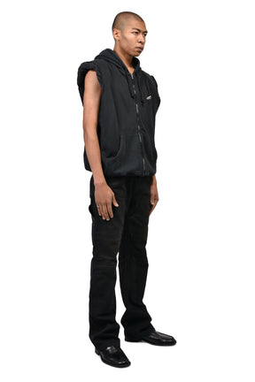 SLEEVELESS PADDED HOODIE / BLK