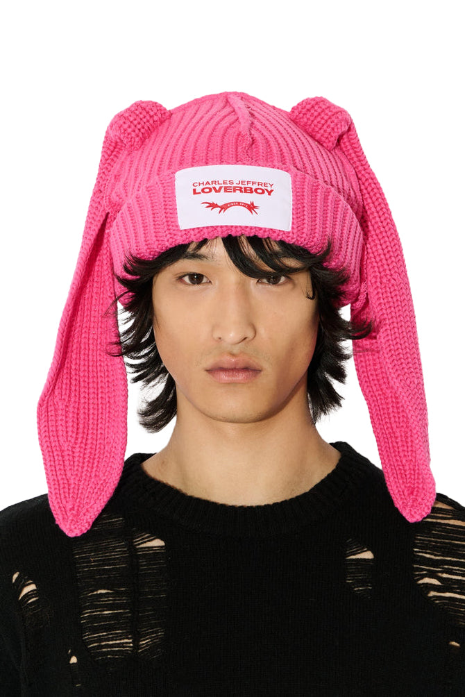 CHUNKY RABBIT BEANIE / PNK 