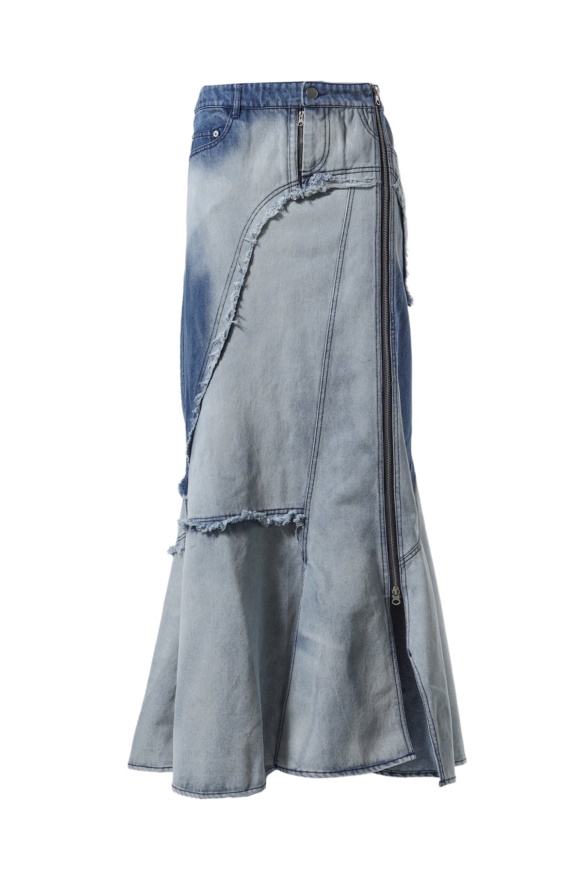 ASYMMETRY DAMAGE MAXI SKIRT