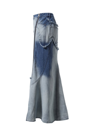 ASYMMETRY DAMAGE MAXI SKIRT