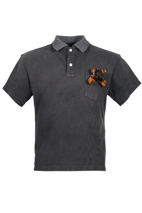GAS MASK BEAR POLO SHIRT / BLK