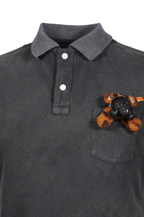 GAS MASK BEAR POLO SHIRT / BLK