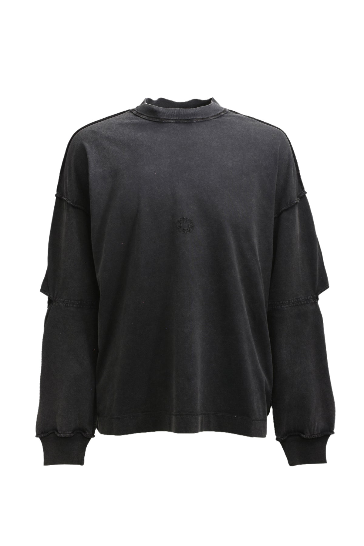 CUT-OUT ELBOW LONGSLEEVE TEE WITH LOGO / WASHED BLK