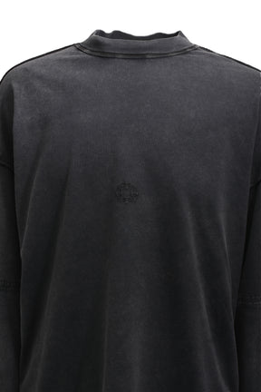 CUT-OUT ELBOW LONGSLEEVE TEE WITH LOGO / WASHED BLK