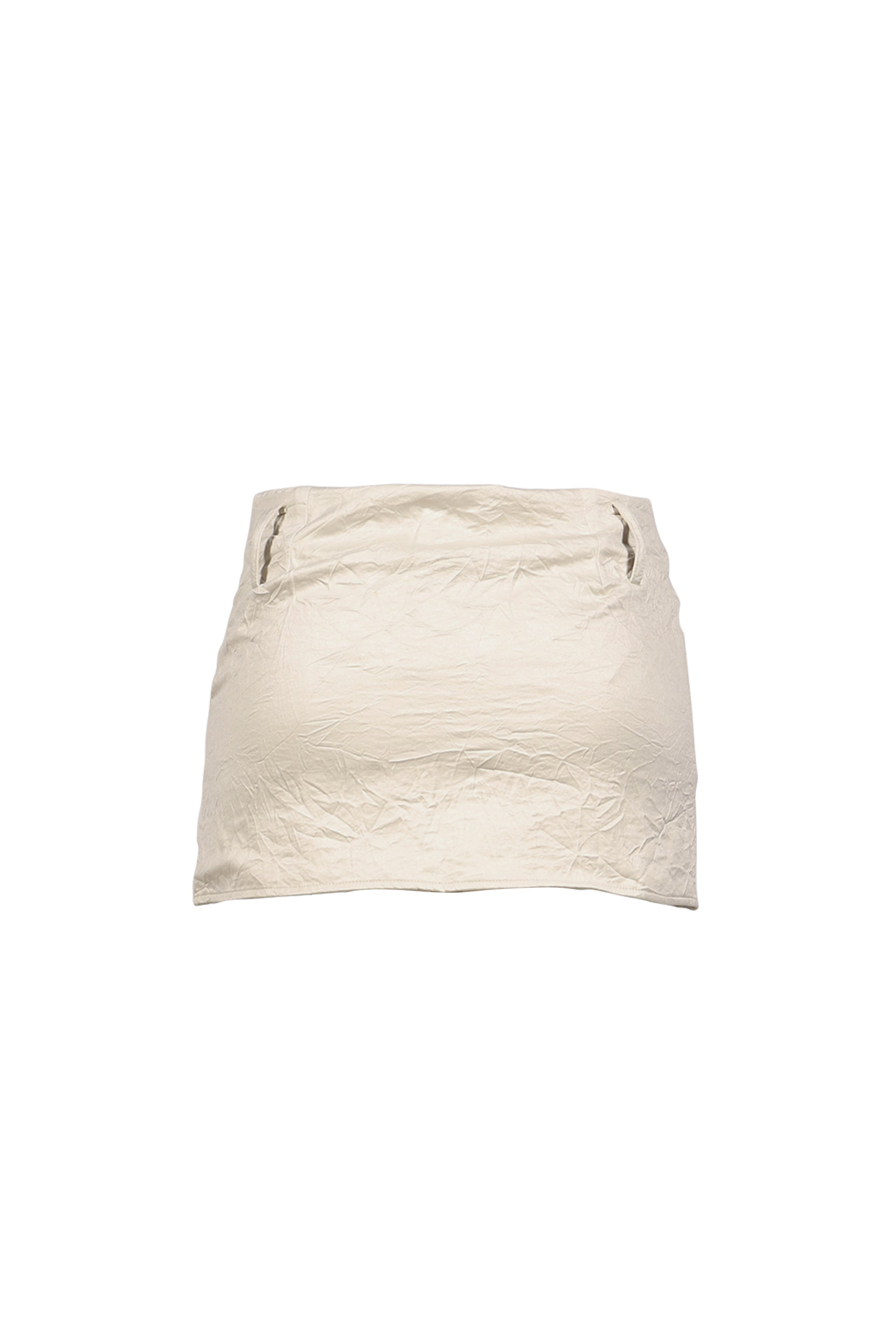 PLEATED COLOR-BLOCKED PRINT MINI SKIRT / WHT