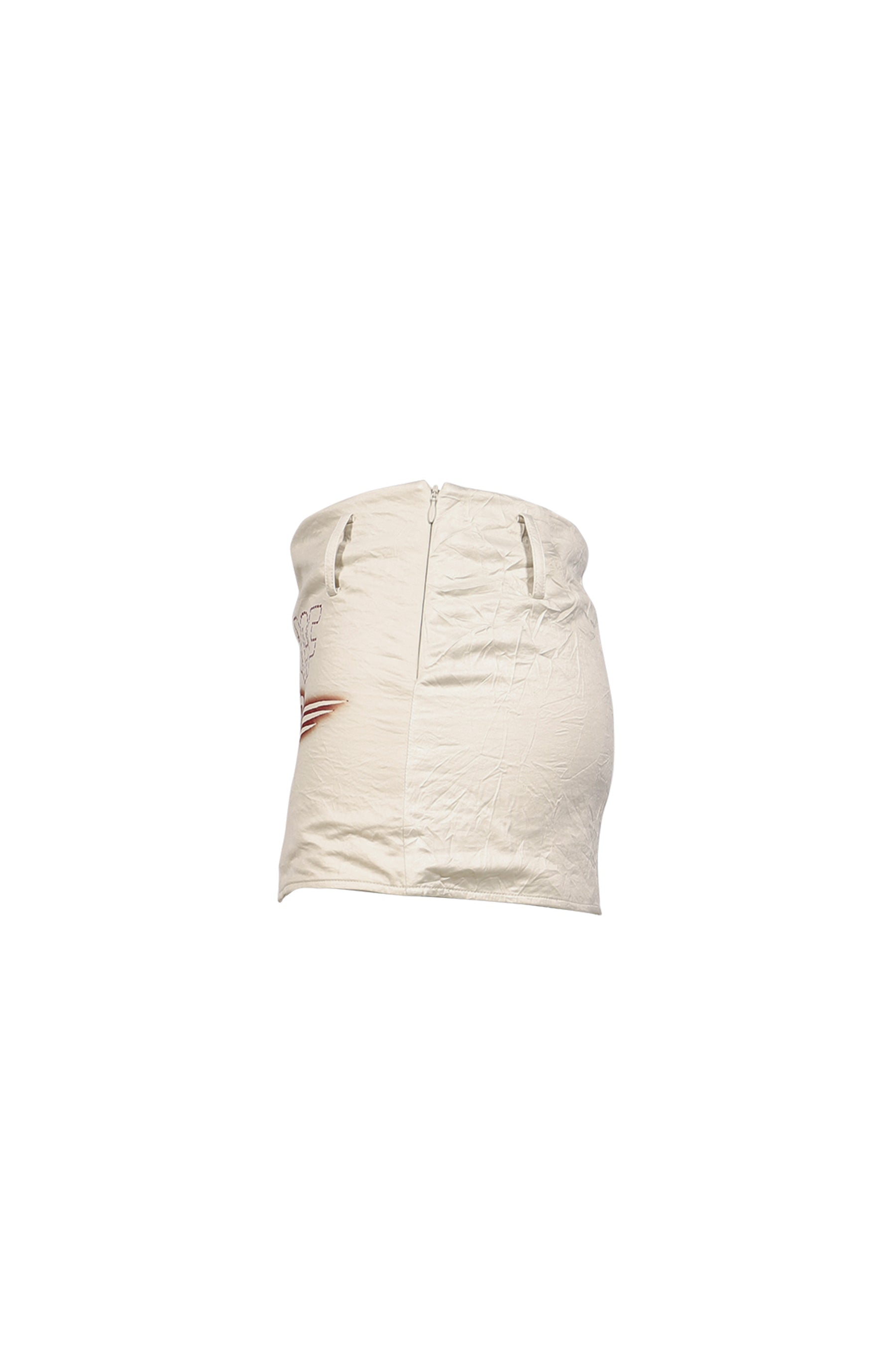PLEATED COLOR-BLOCKED PRINT MINI SKIRT / WHT