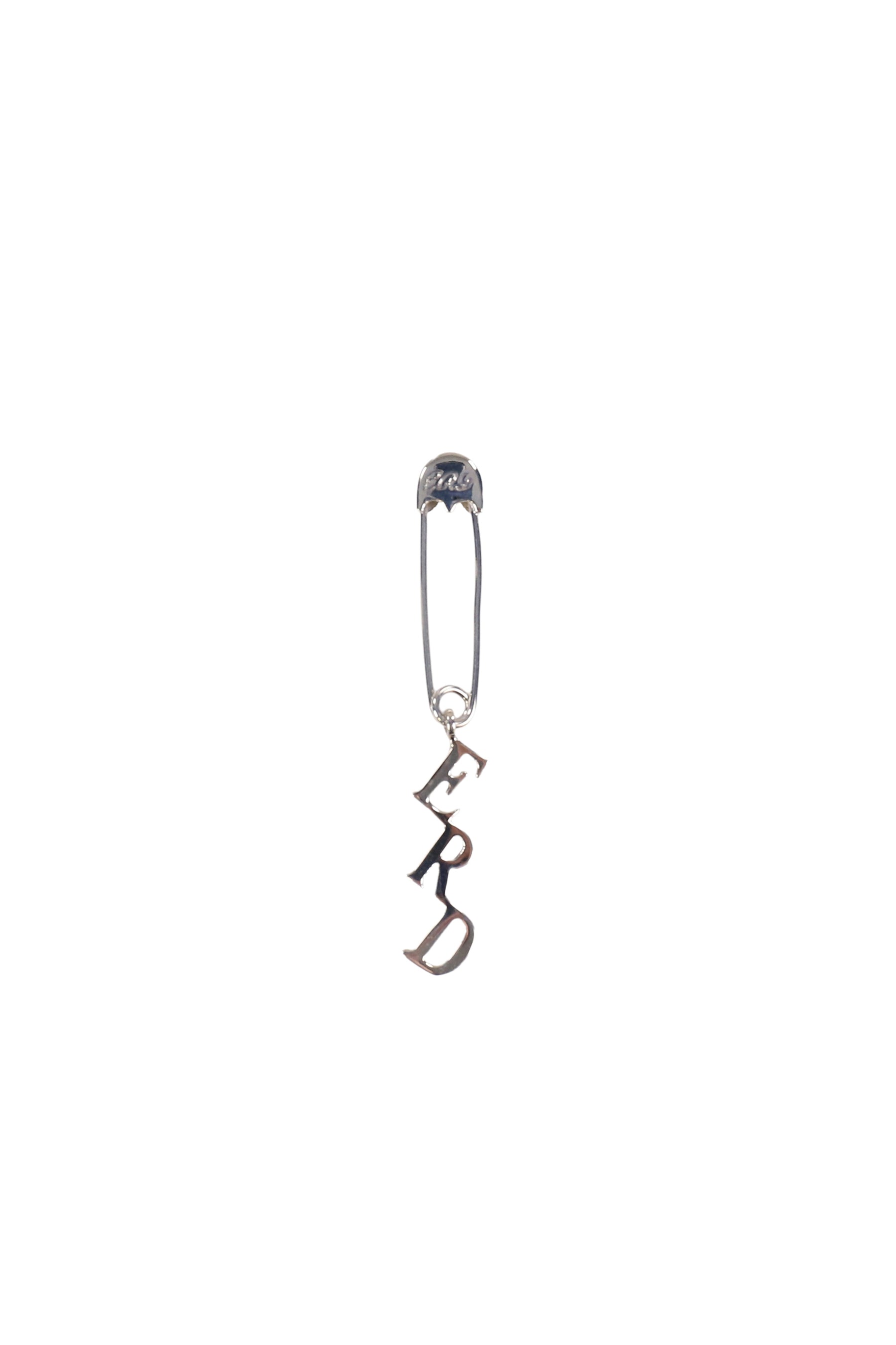 ERD CHARM SAFETY PIN EARRING / SIL