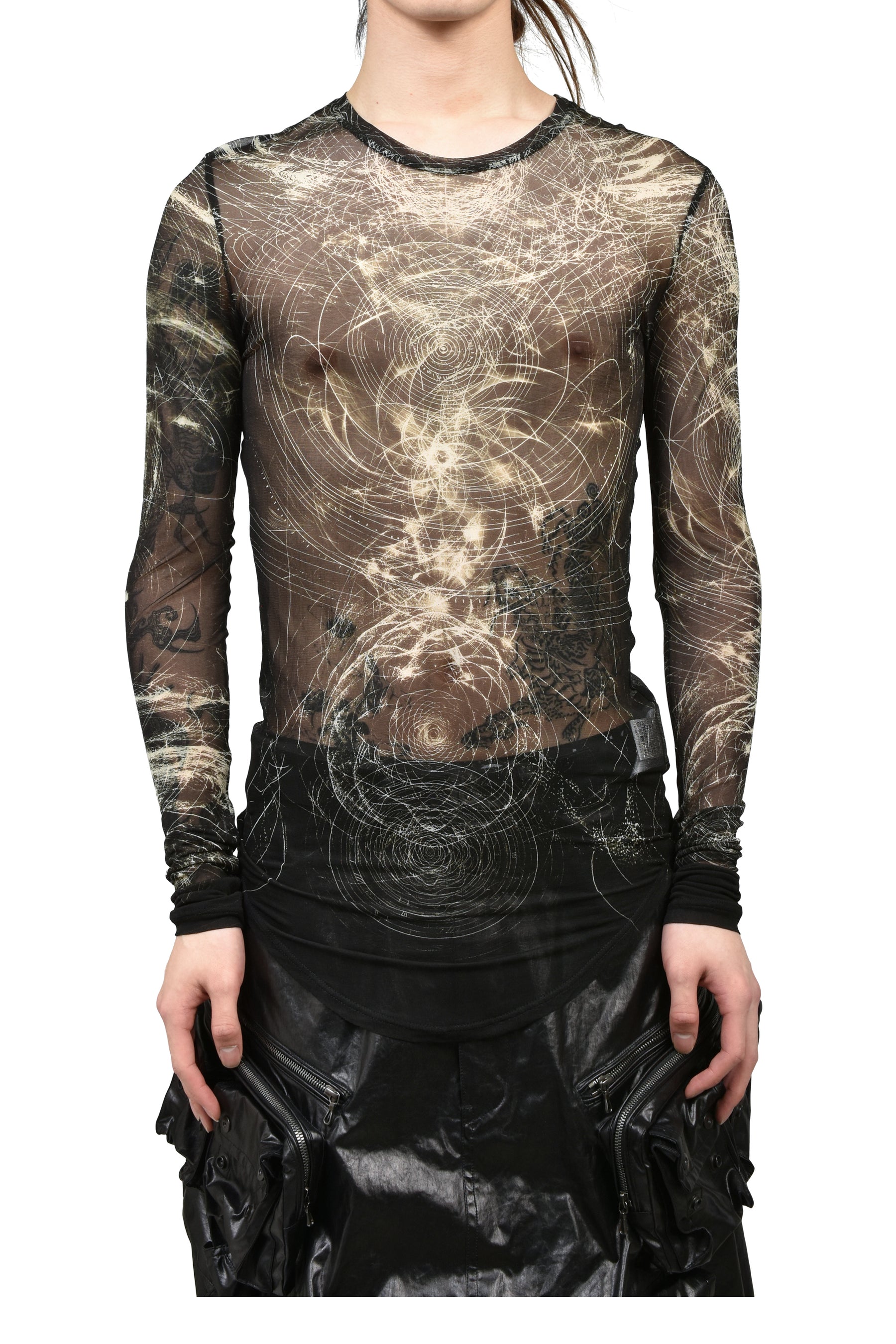 PRINTED CUPRO SZ JERSEY SHIRTS / BLK