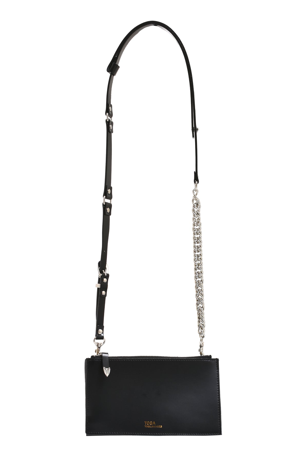 LEATHER CHAIN BAG / BLK