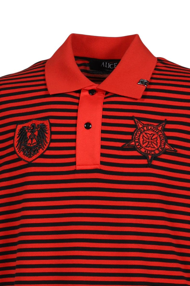 STRIPED POLO SHIRT / RED