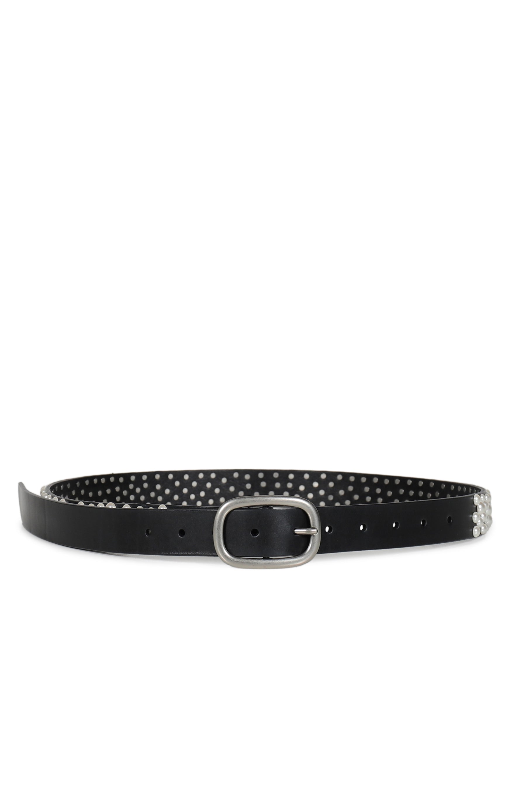 PEARL LEATHER BELT / BLK