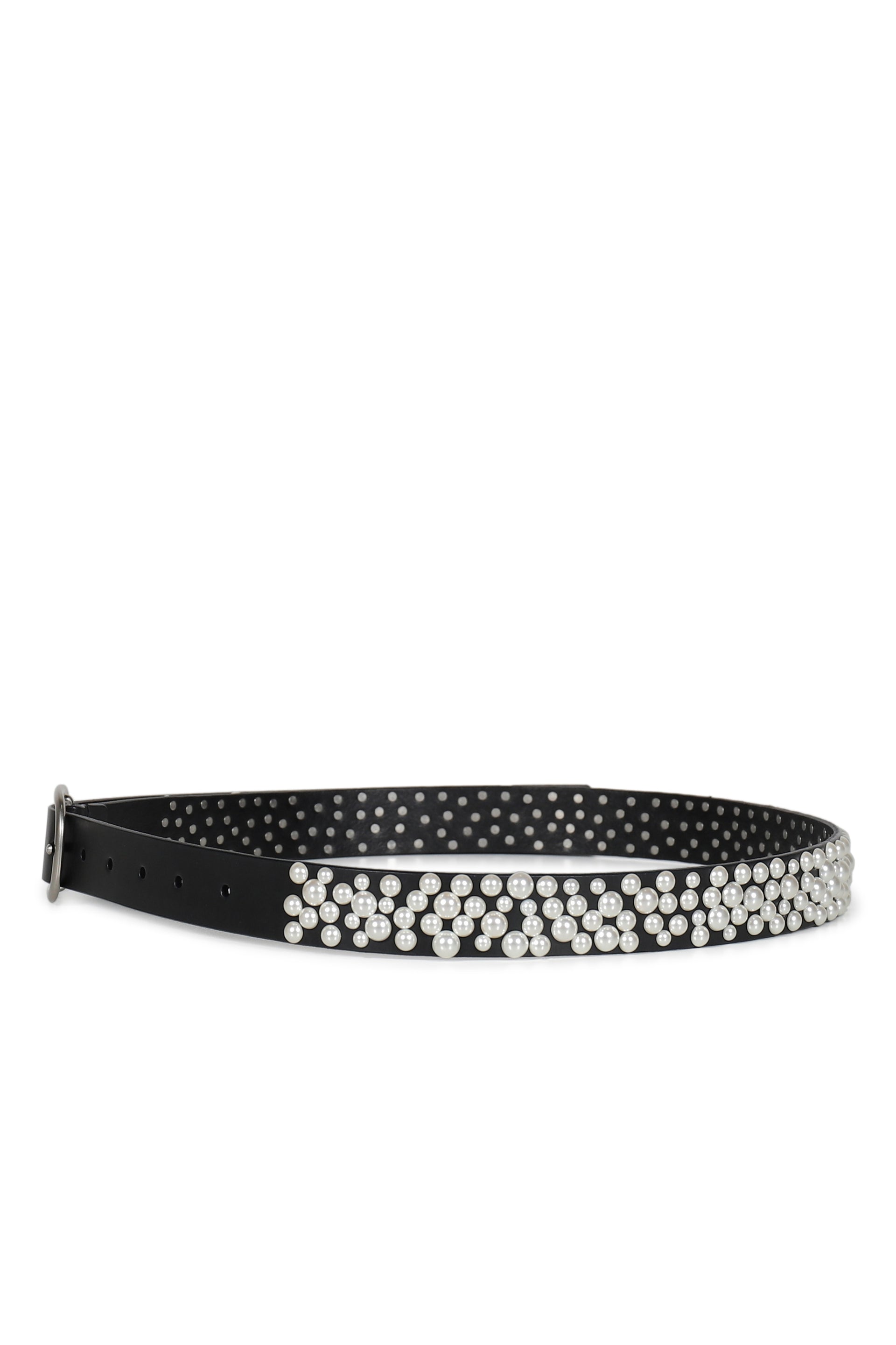 PEARL LEATHER BELT / BLK