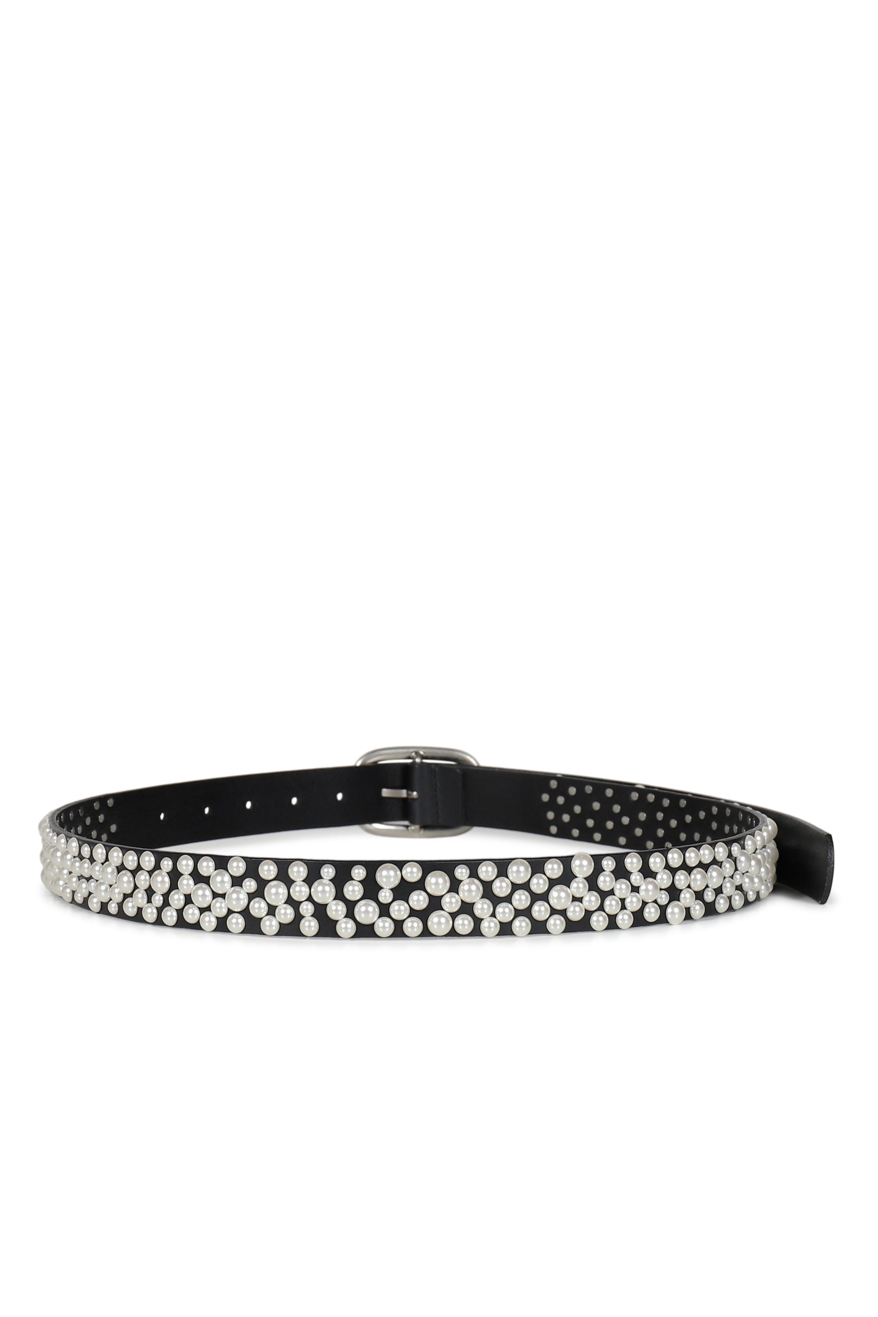 PEARL LEATHER BELT / BLK