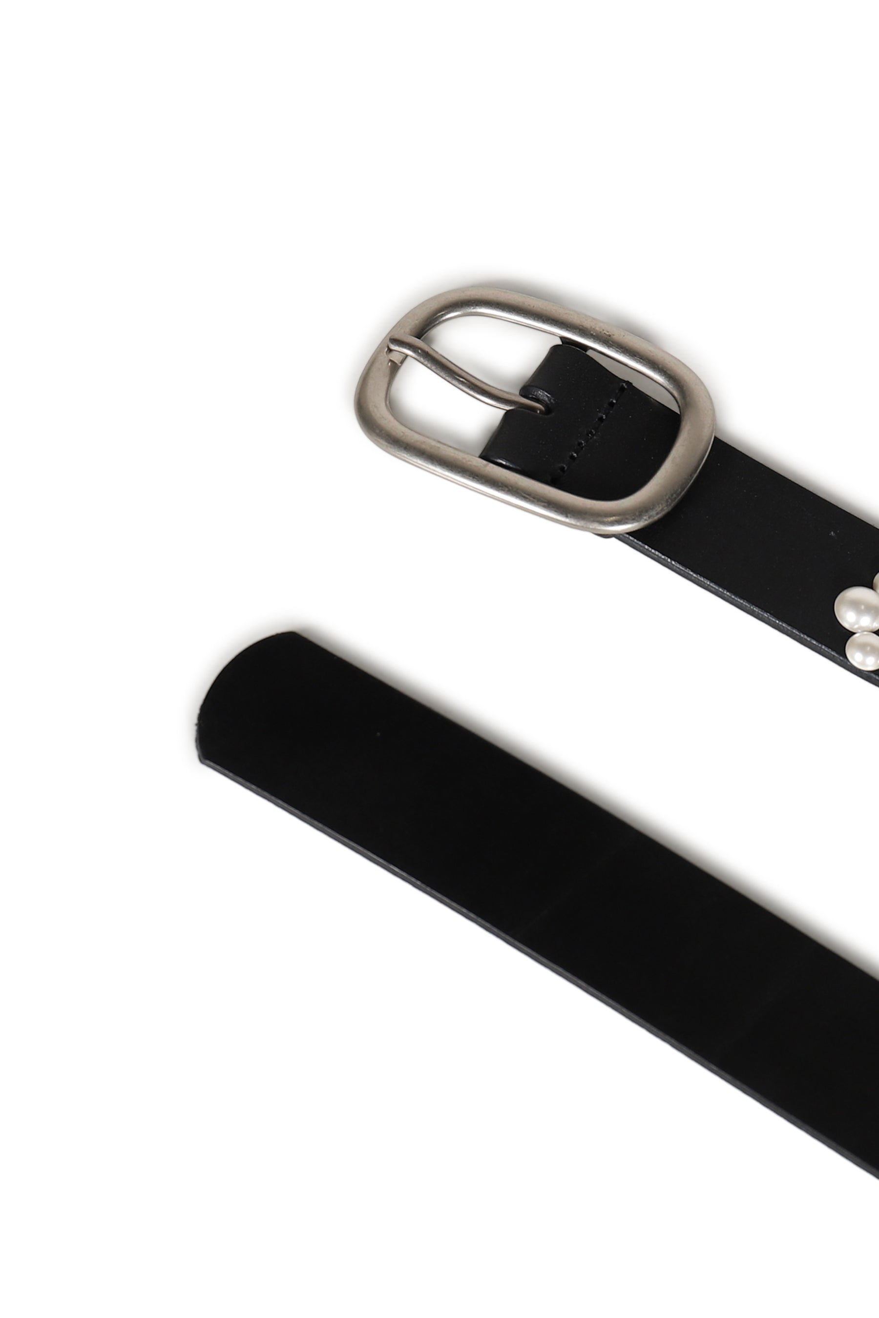 PEARL LEATHER BELT / BLK