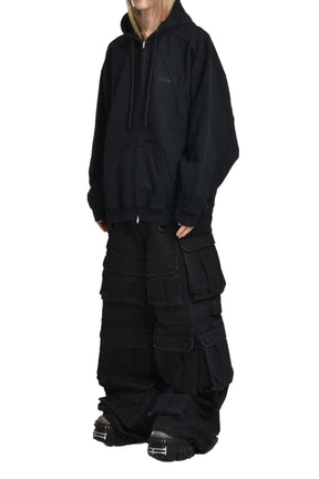 BLACKOUT CUT-UP HOODIE / BLK