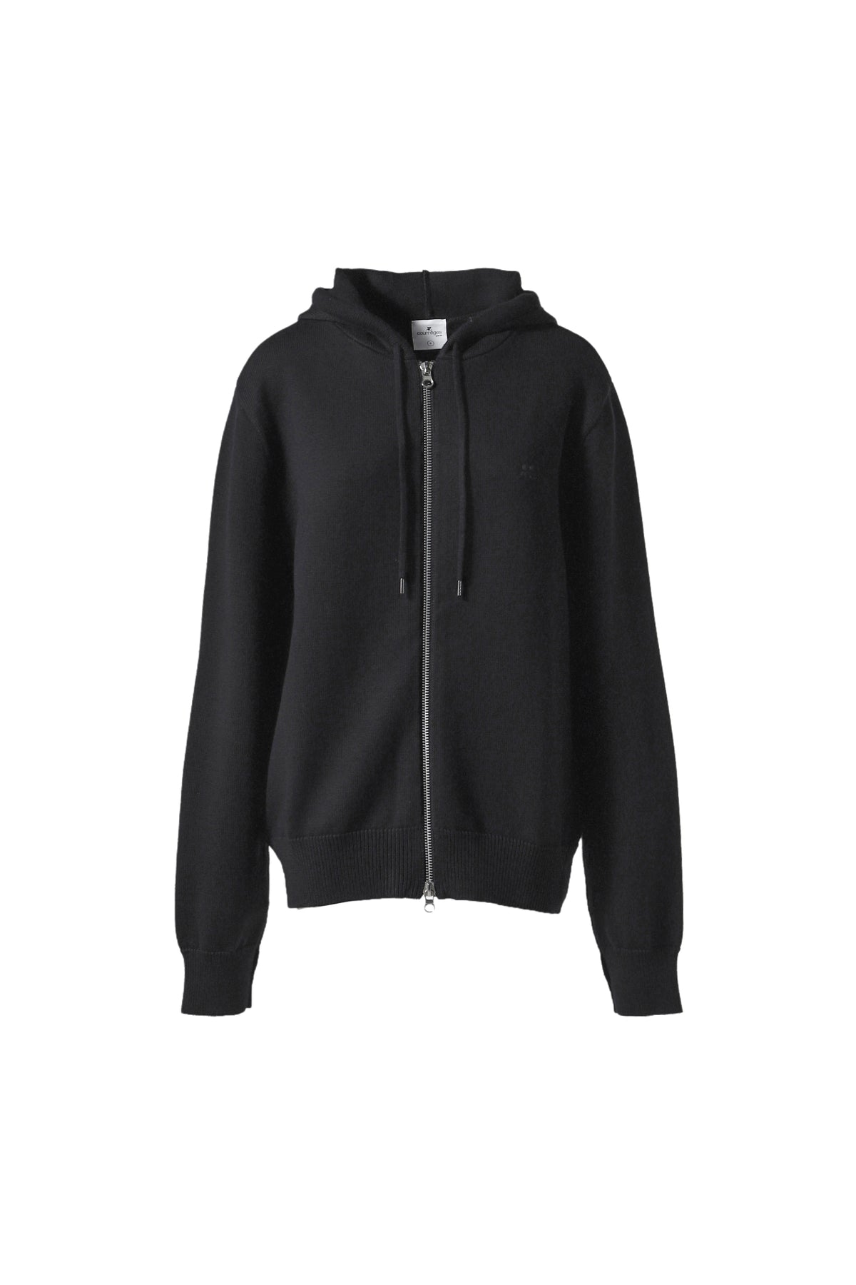 ZIPPED WOOL HOODED CARDIGAN / BLK