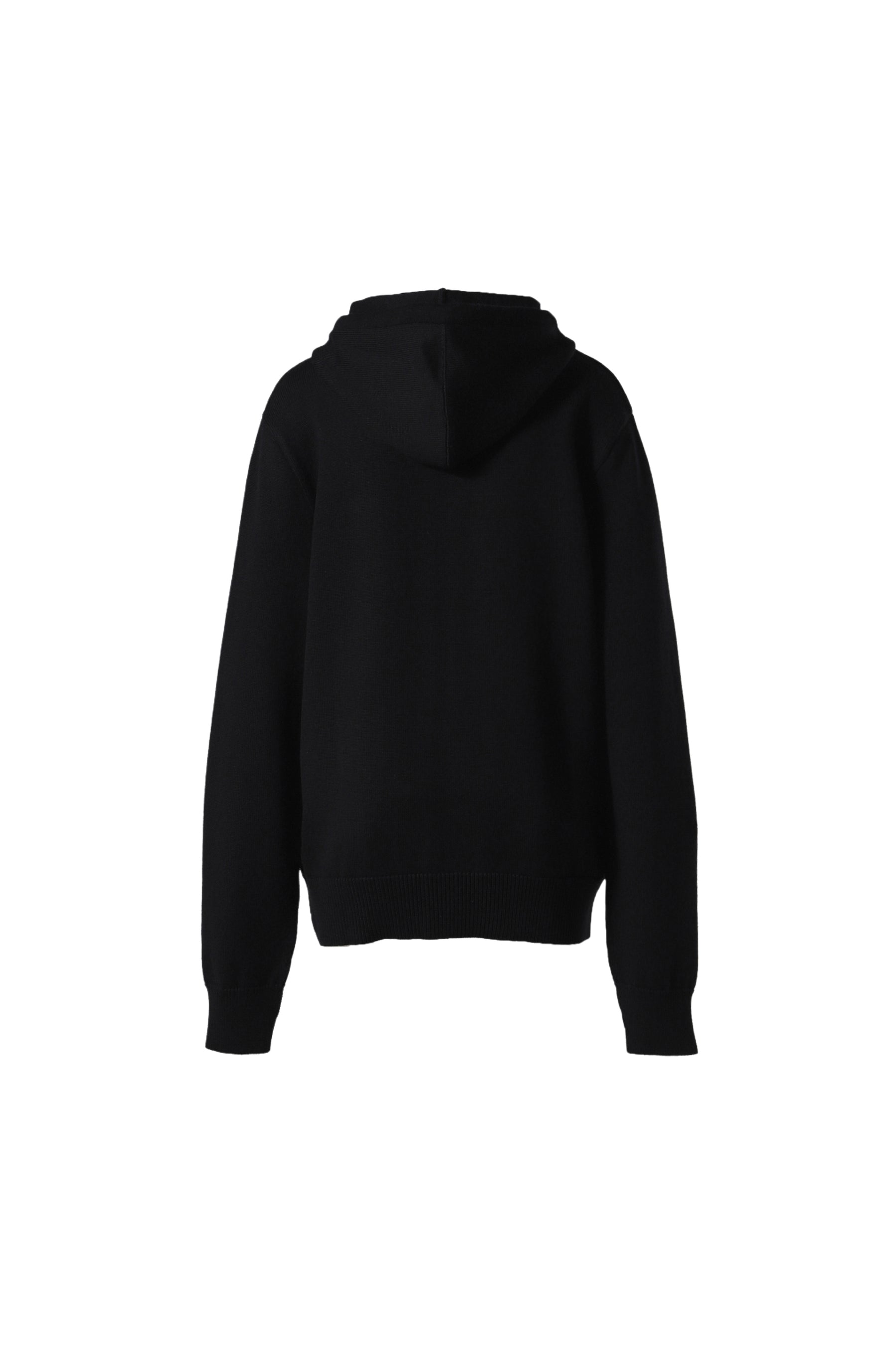 ZIPPED WOOL HOODED CARDIGAN / BLK