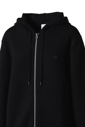 ZIPPED WOOL HOODED CARDIGAN / BLK