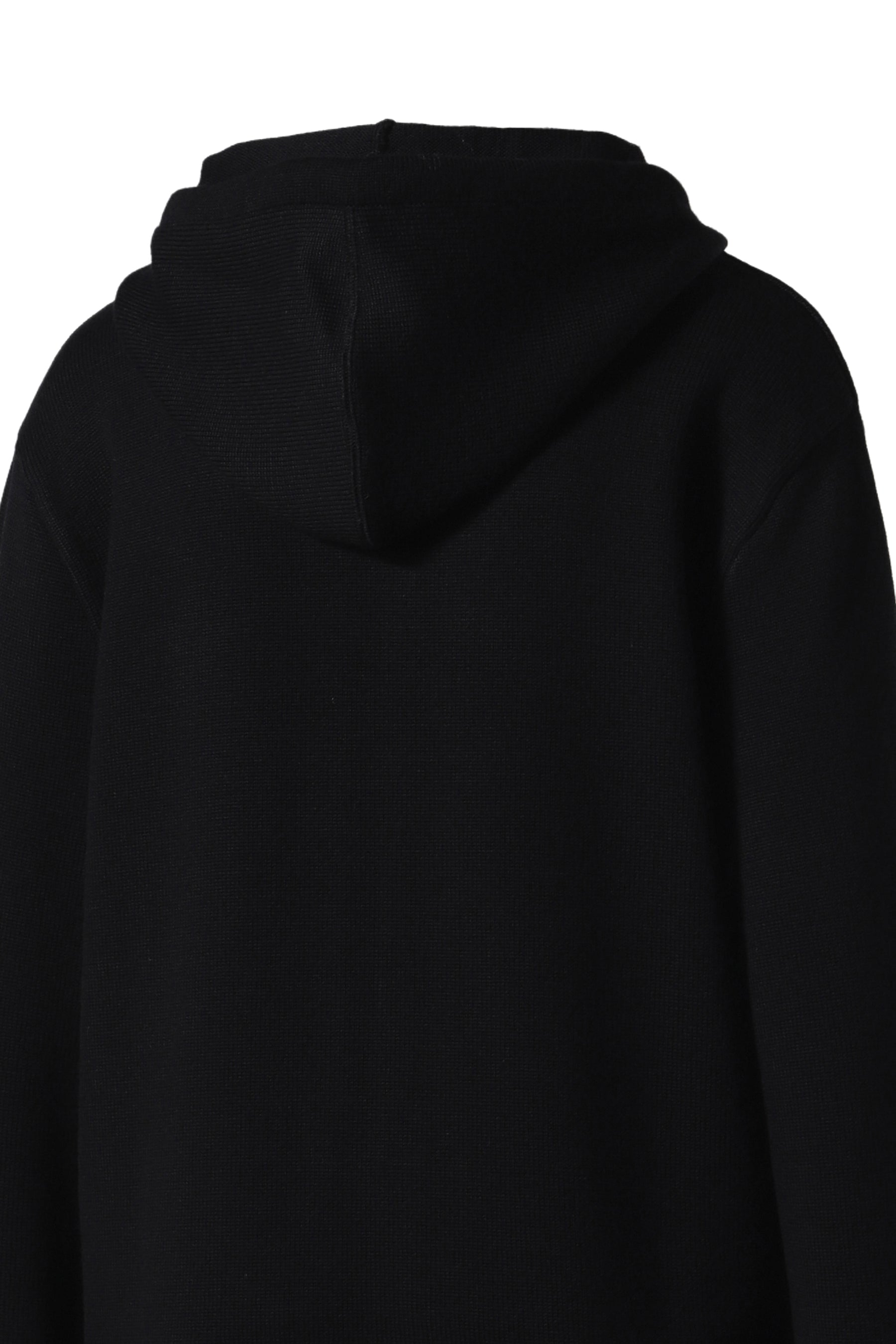 ZIPPED WOOL HOODED CARDIGAN / BLK