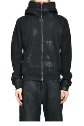 JULIUS FW25 COATING ZIP UP HOODIE / BLACK WAX - NUBIAN