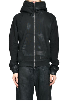 COATING ZIP UP HOODIE / BLK WAX 