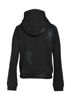 COATING ZIP UP HOODIE / BLK WAX 