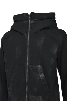 COATING ZIP UP HOODIE / BLK WAX 