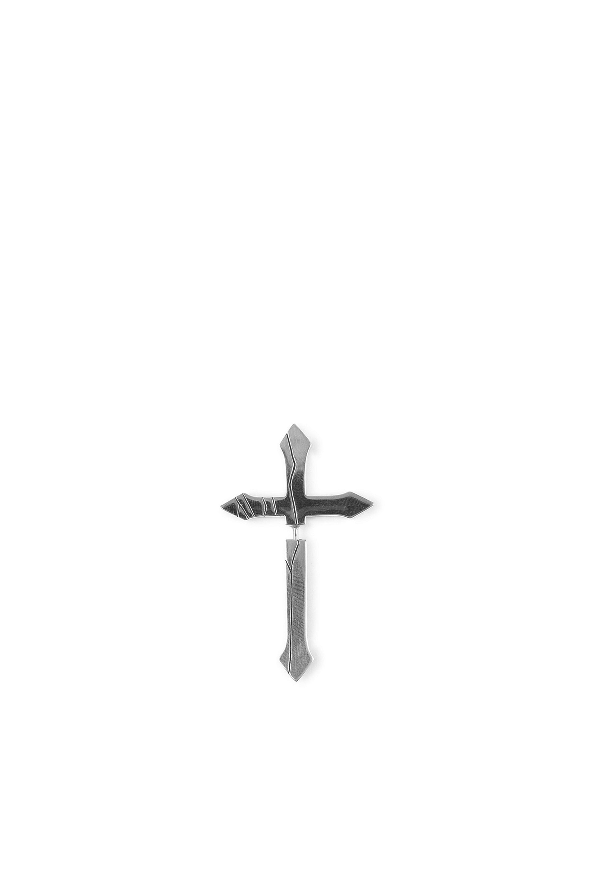 CRACKED CROSS SILVER LARGE PIERCE / SIL