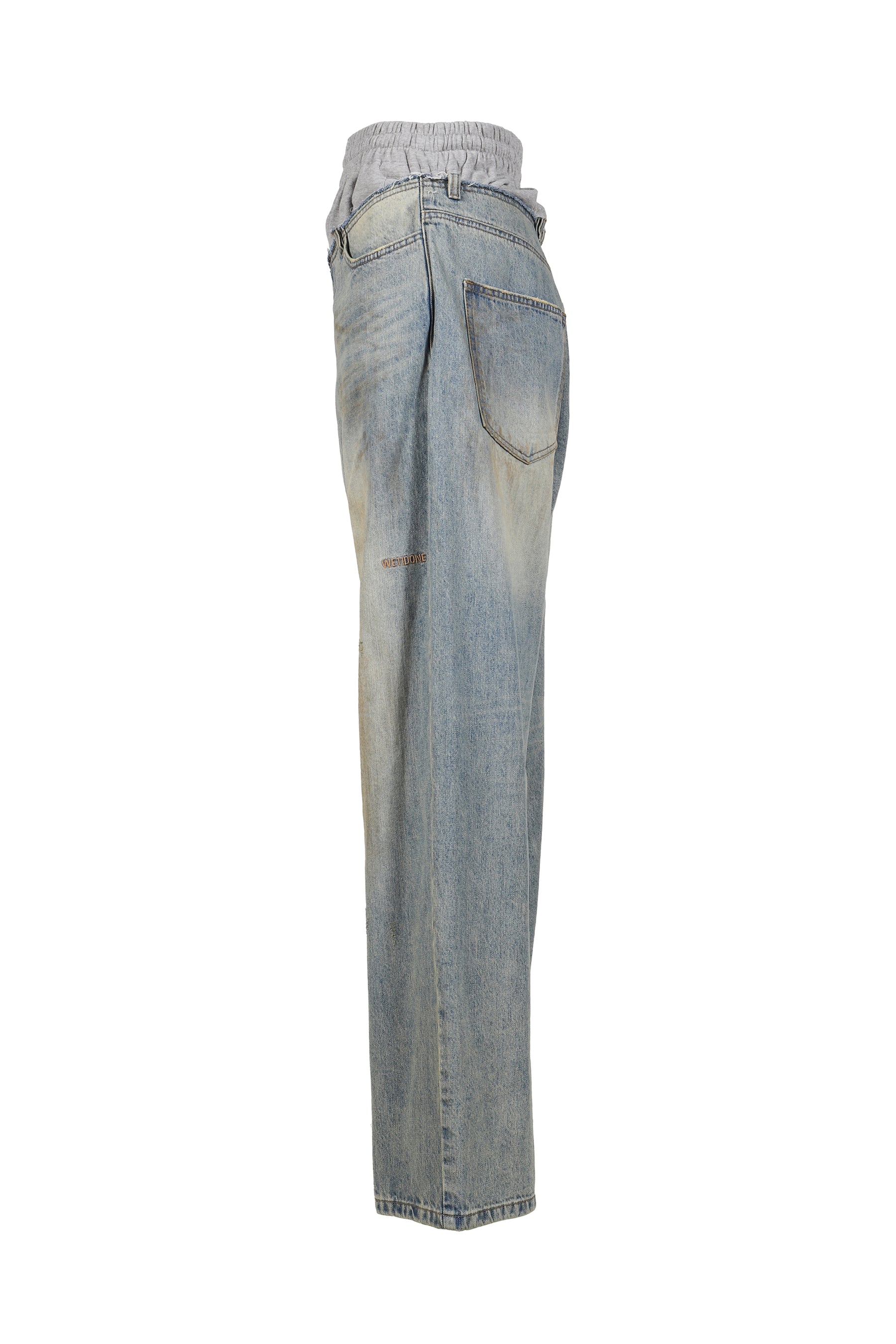 SWEATPANTS LAYERED DENIM PANTS / BLUE