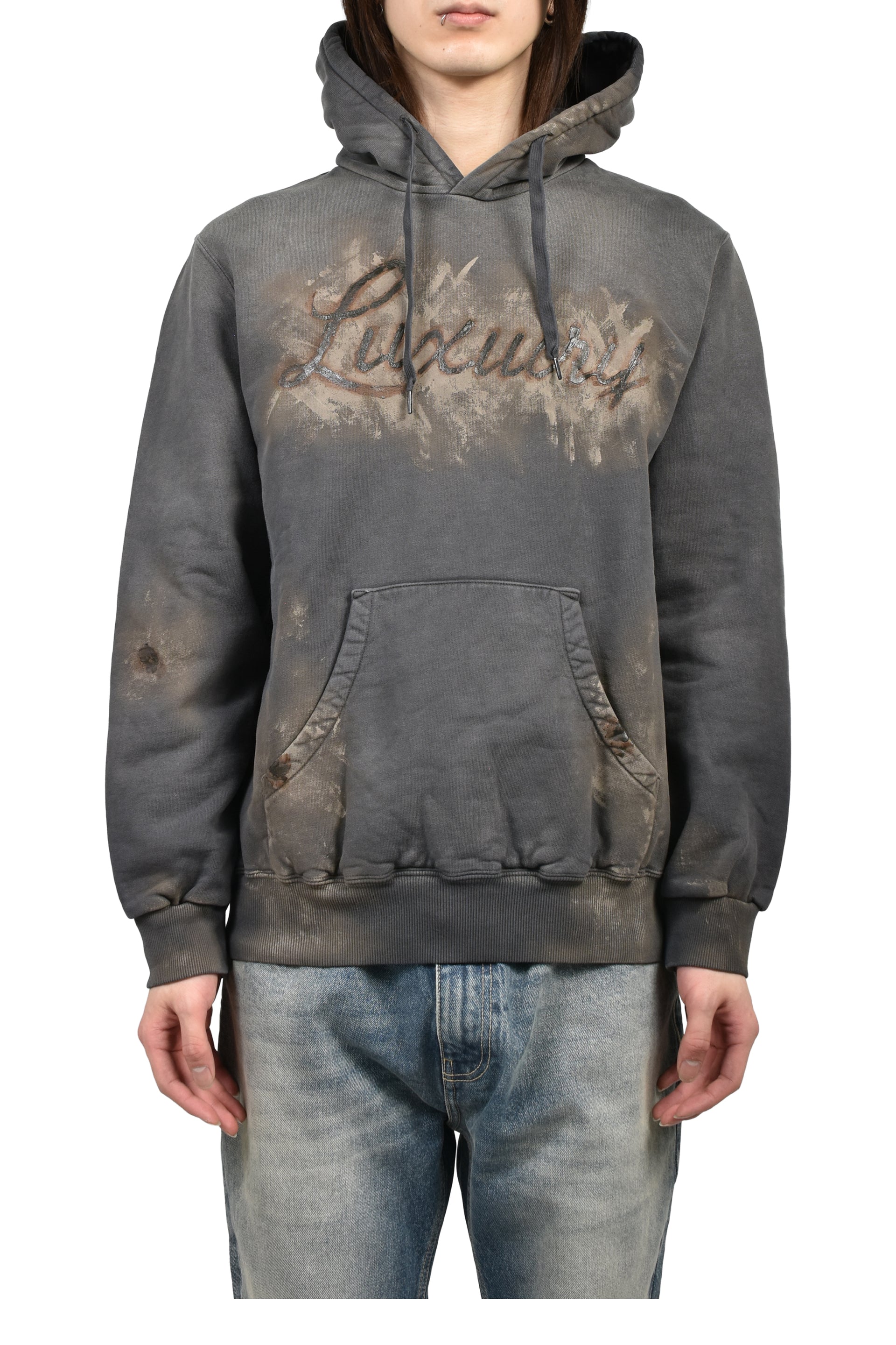 LUXUARY MUD PAINT HOODIE / BLK