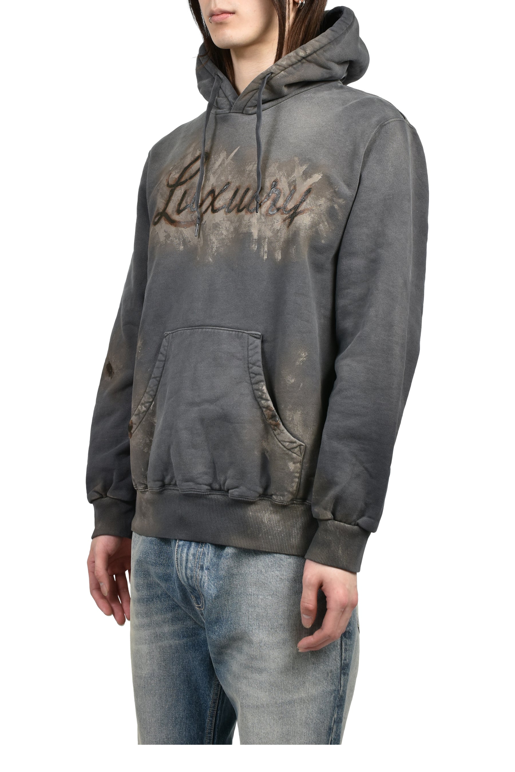 doublet LUXUARY MUD PAINT HOODIE / BLK