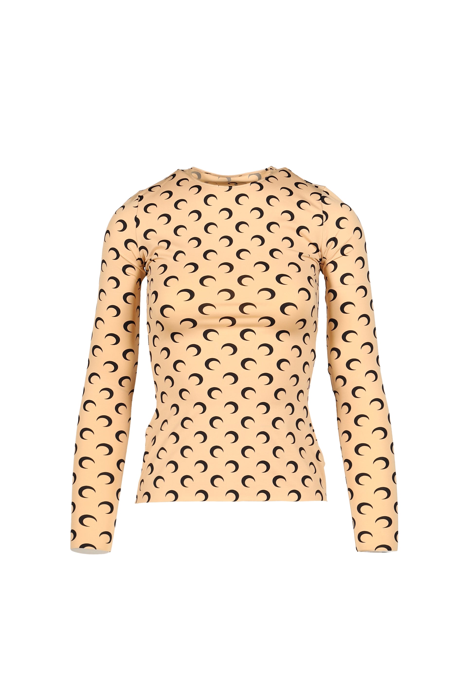 MOON PRINTED JERSEY LS CREWNECK TOP / TAN