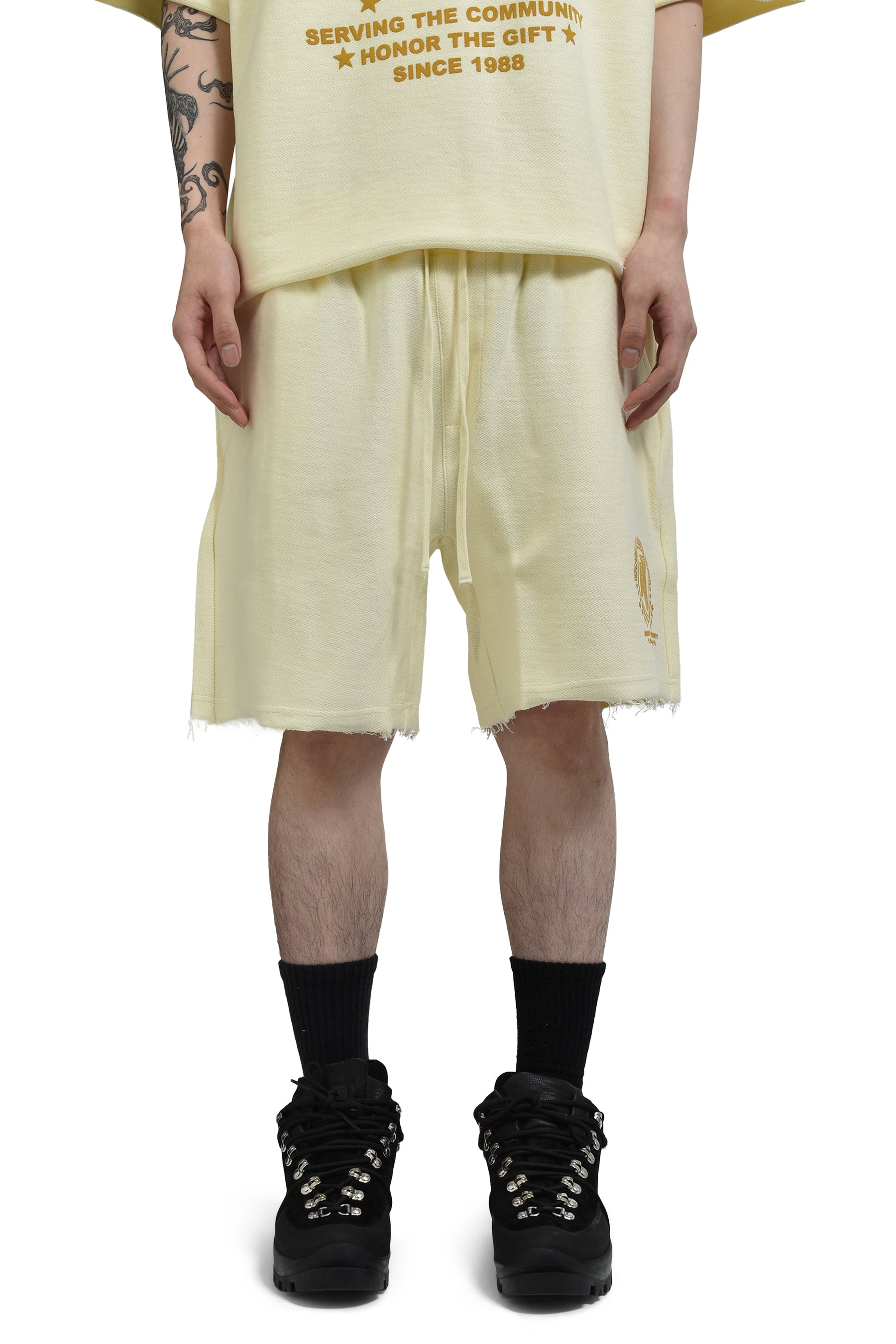 RACE HERRINGBONE SHORT / WHT 